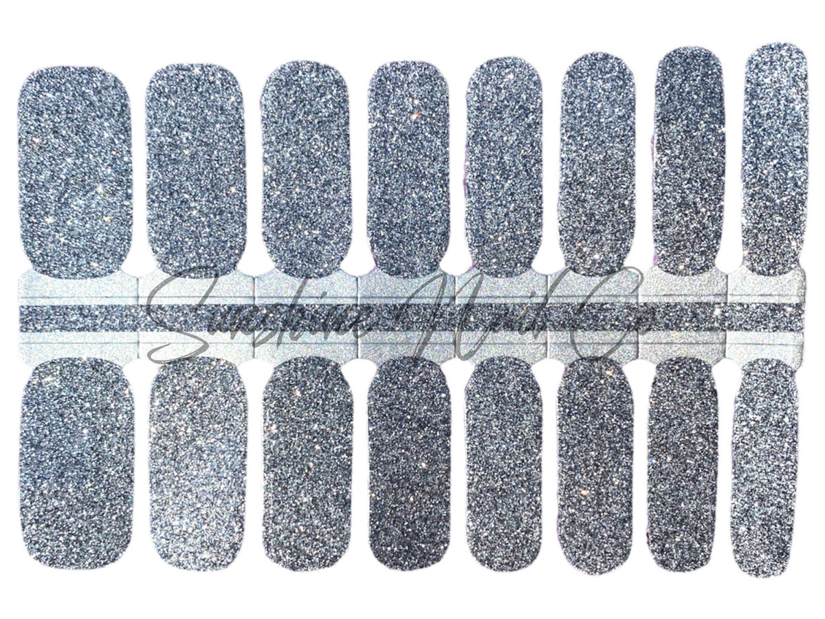 Gun Metal Gray Glitter Nail Polish Strips, Non-Toxic
