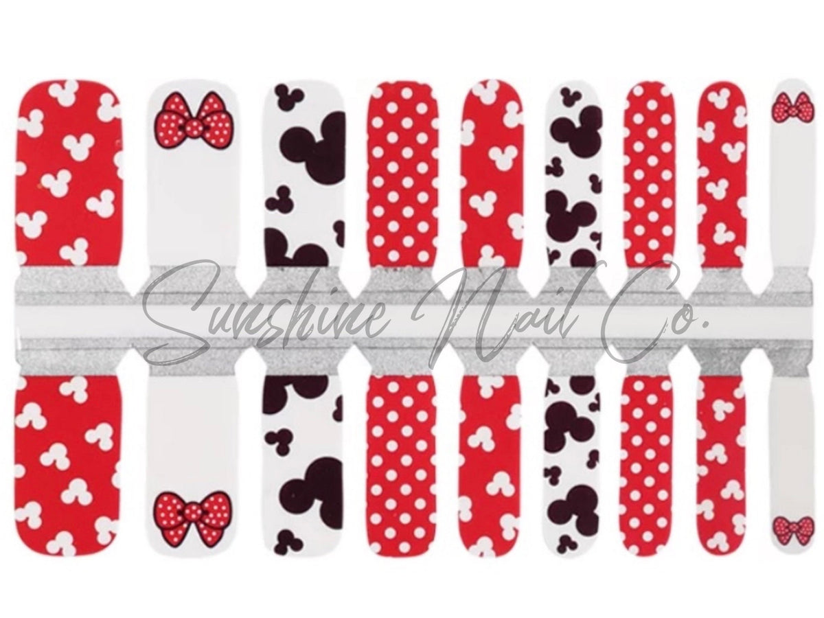 KIDS Nail Wraps-Polka Dots and Bows Mouse