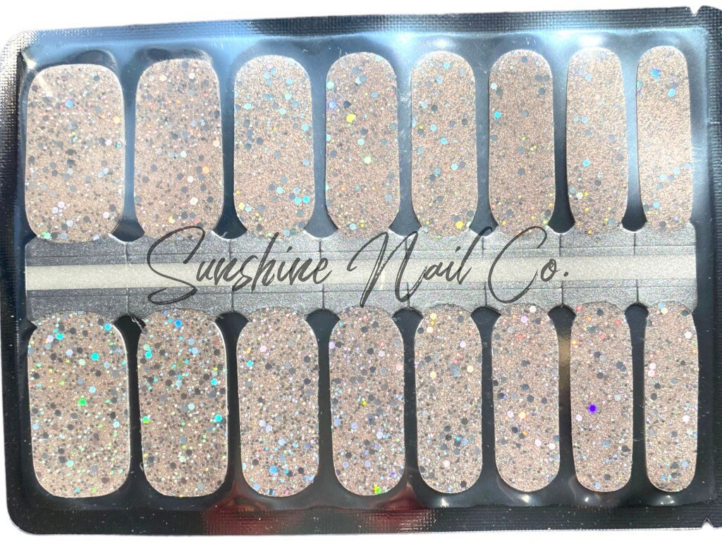 Champagne Glitter Bomb Nail Polish Wraps: Nail Stickers