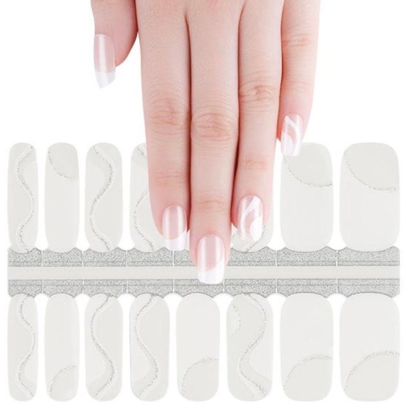 White Swirl Nail Polish Stickers: Transparent Nail Wraps, Non-Toxic