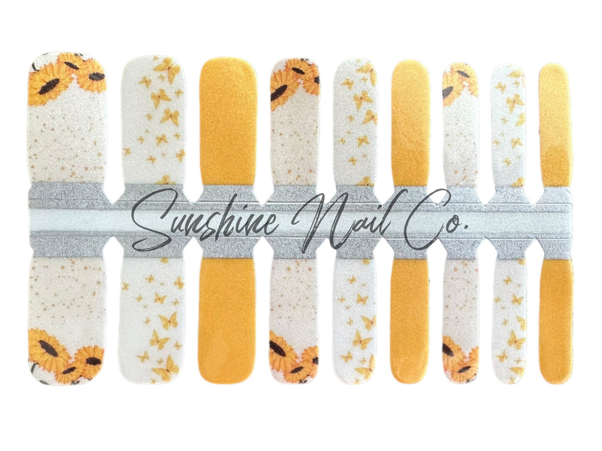 KIDS Nail Wrap- Sunflower Butterfly