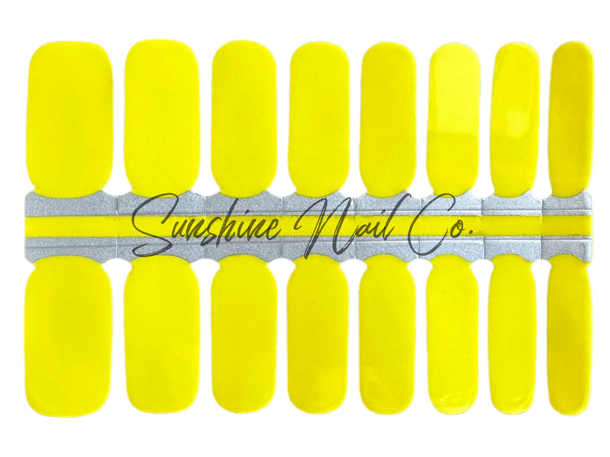 Bright Yellow Nail Polish Stickers: Non-Toxic Nail Wraps