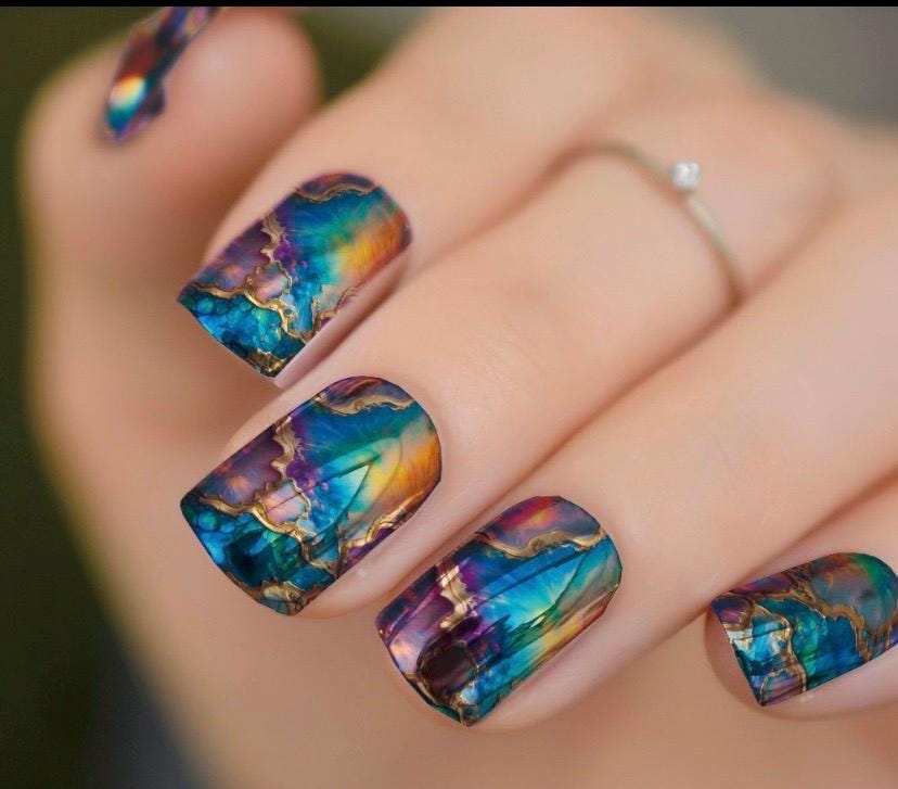 Aurora Agate Metallic/Chrome Nail Wraps