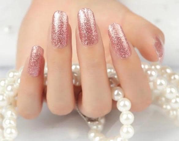 Pink Champagne Glitter Nail Polish Wraps: 100% Nail Stickers
