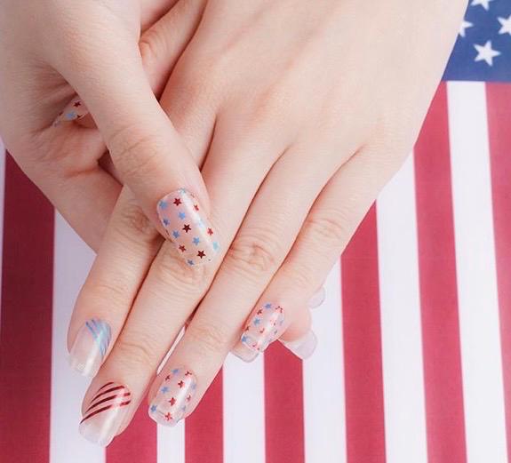 Stars and Stripes Tranparent 4th of July Nail Wraps: Patriotic Nail Polish Stickers