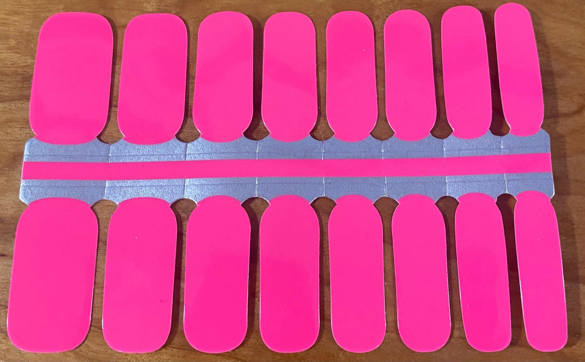 Neon Hot Pink Nail Polish Strips: Non-Toxic Nail Wraps