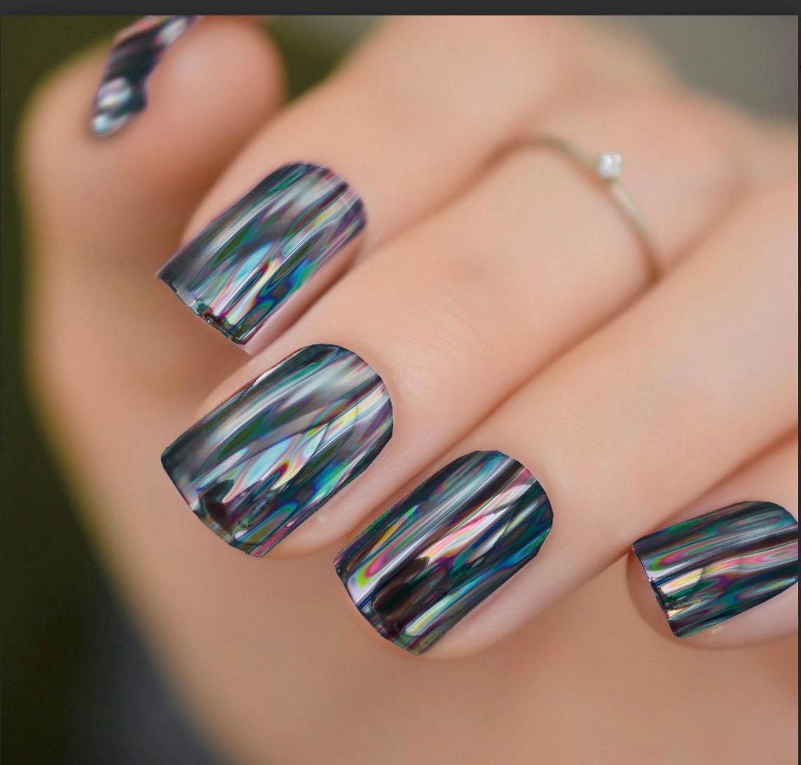 Liquid Chrome Metallic Nail Wraps