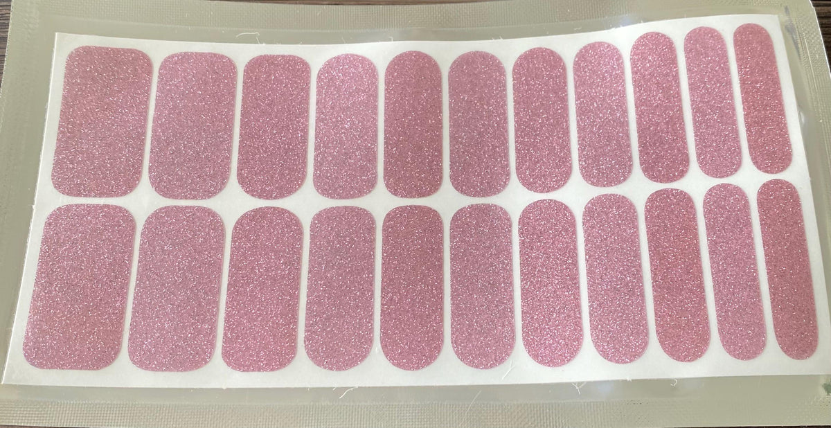 Pink Glitter WIDE Nail Polish Strips - Non-Toxic, Wider Nails