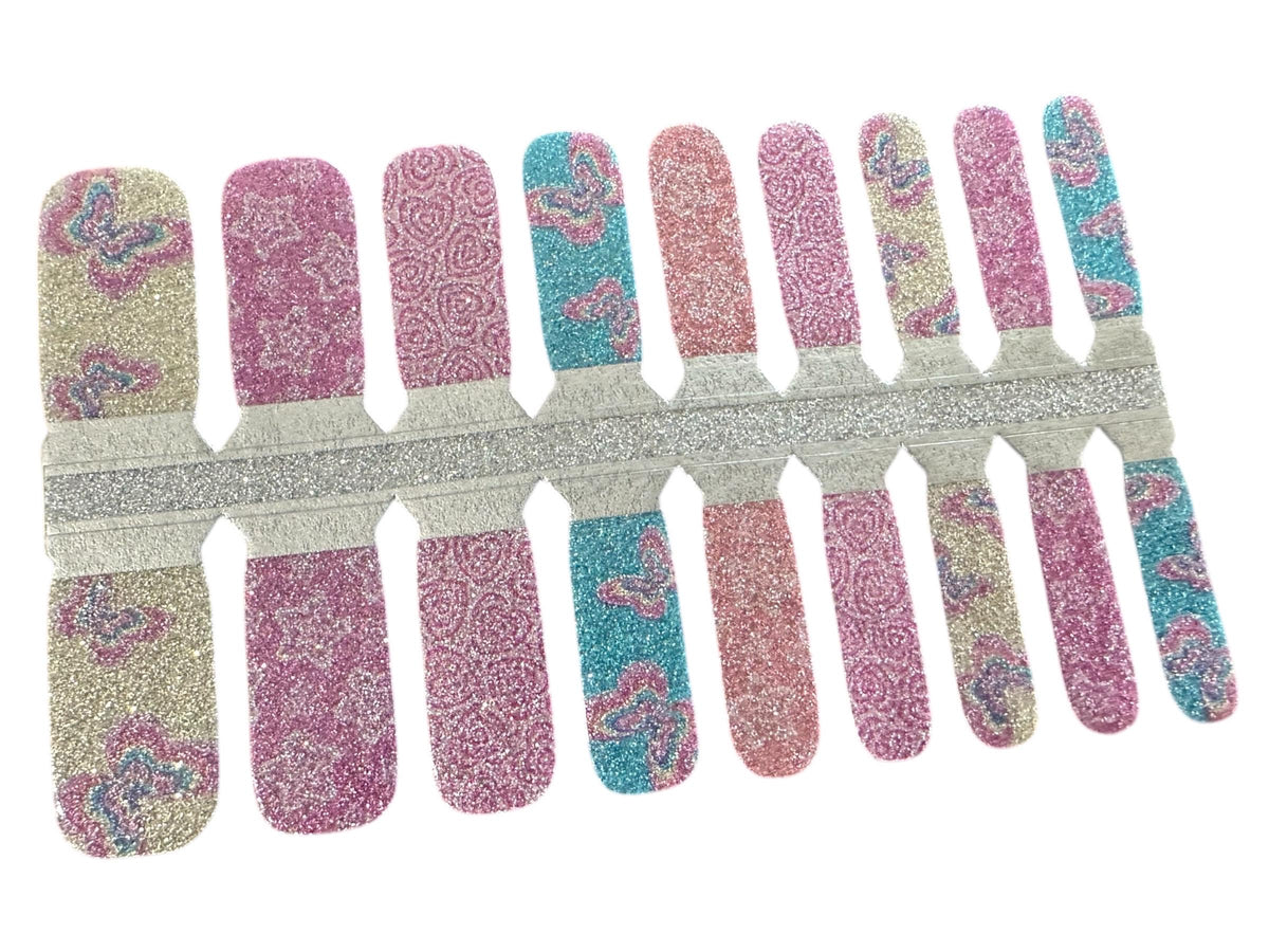 KIDS Nail Wraps- Butterfly Kisses Glitter