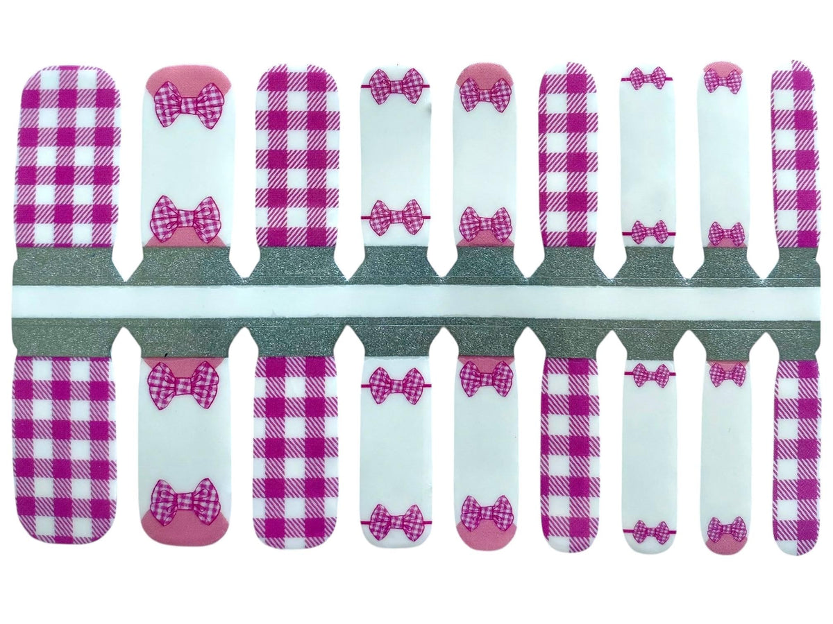 Kids Bow & Plaid Nail Polish Strips - Non-Toxic