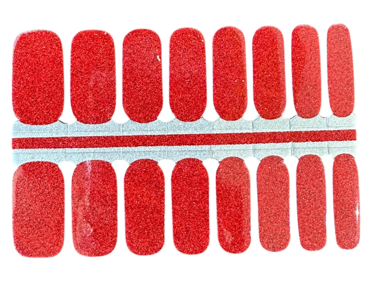 Red Glitter Nail Polish Strips, Non-Toxic Nail Stickers