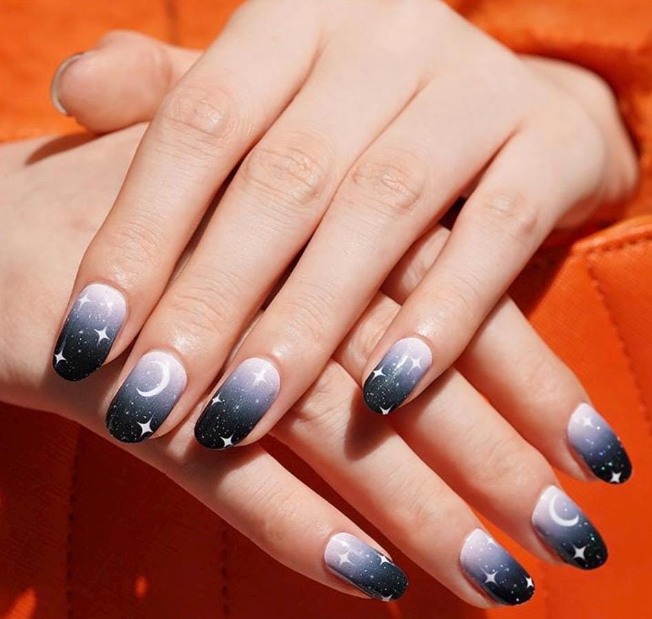 Starlit Ombre Nail Polish Wraps: Shimmer Nail Art Stickers