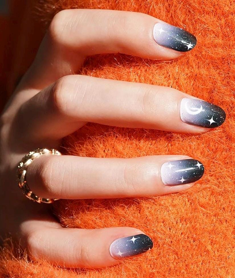 Starlit Ombre Nail Polish Wraps: Shimmer Nail Art Stickers