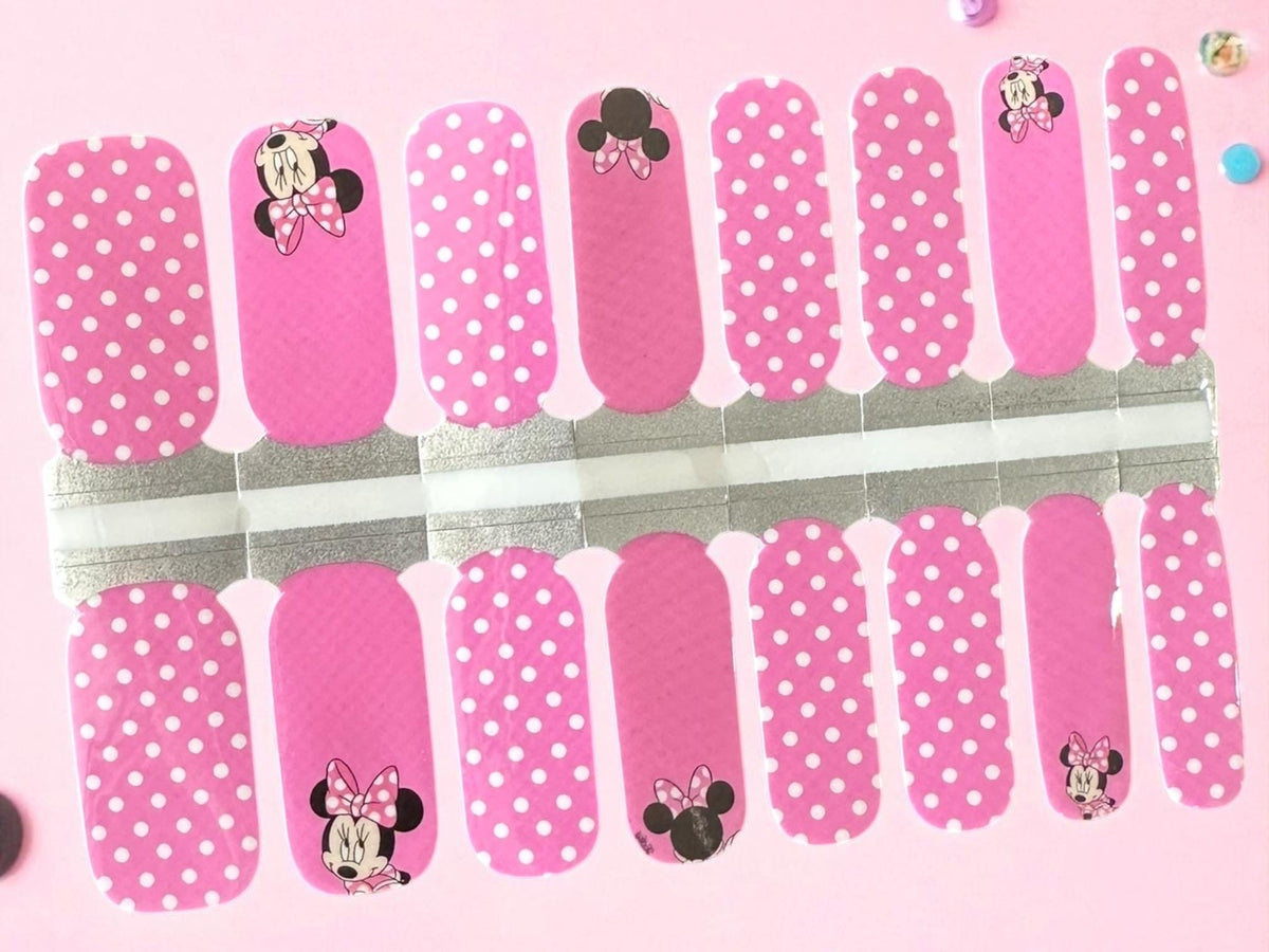 KIDS Nail Wraps-Pink Polka Dot Mouse