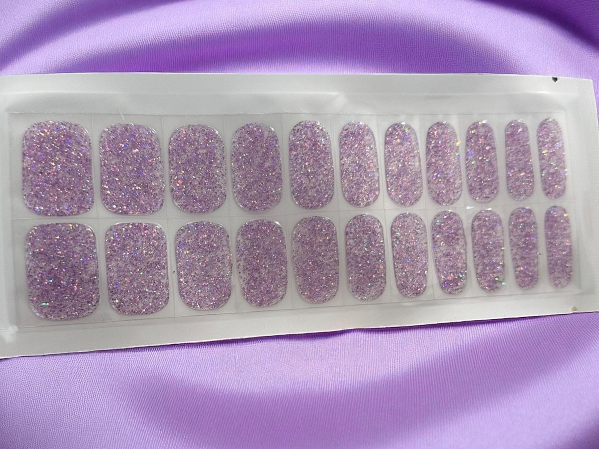 Lavender Bling Glitter Gel Nail Polish Strips: Transparent