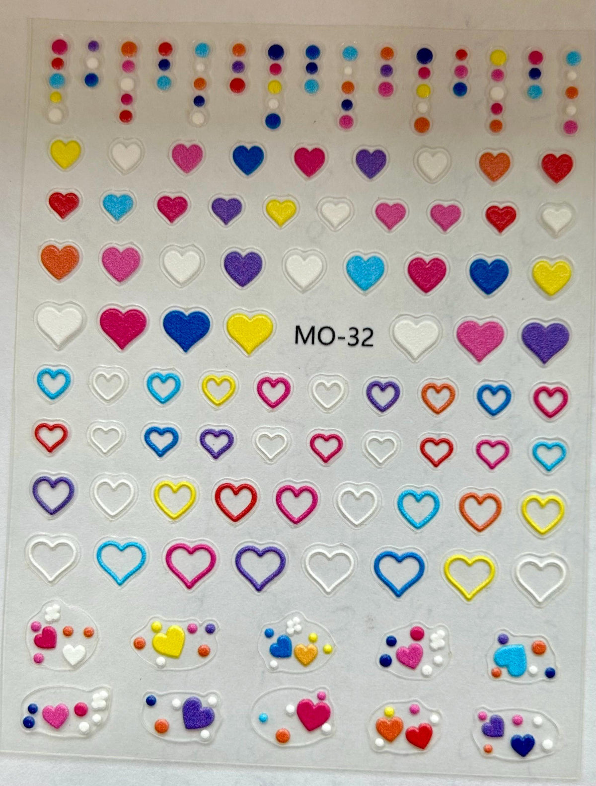 Rainbow Hearts - 3-D Nail decals- easy to apply nail stickers
