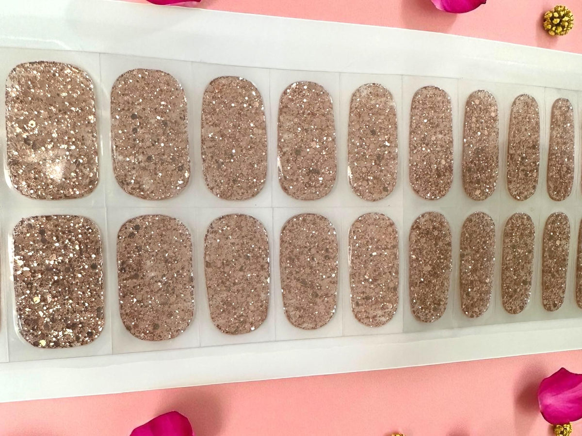 Champagne Glitter Nail Wraps No UV Gel
