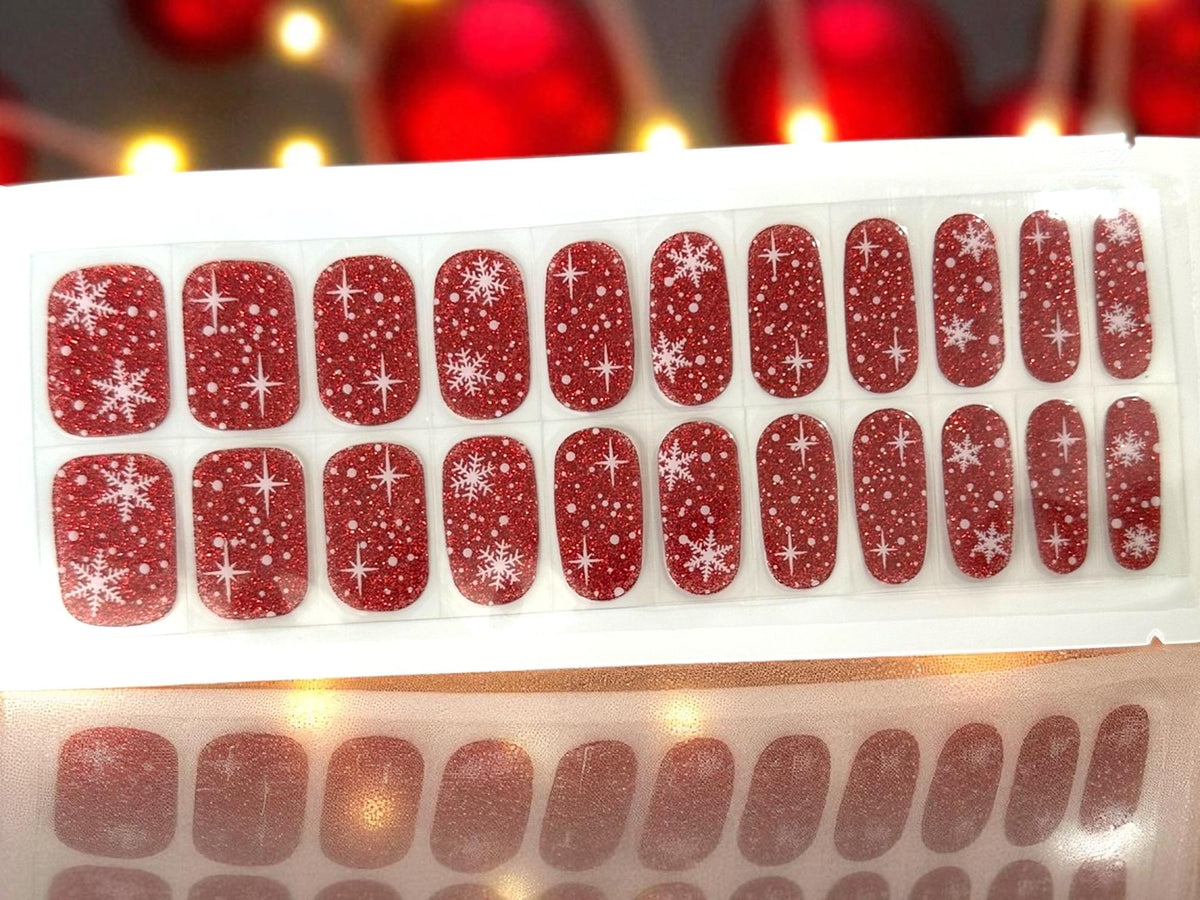 Snowflake Sparkle Gel Nail Polish Strips: Crystal Diamond Powder