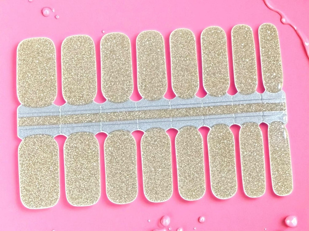 Gold Glitter Nail Polish Strips, Non-Toxic Nail Wraps