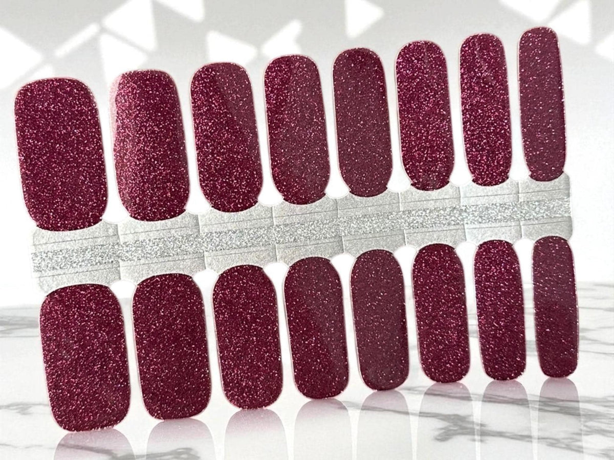 Cranberry Shimmer Nail Polish Strips: Non-Toxic Nail Wraps