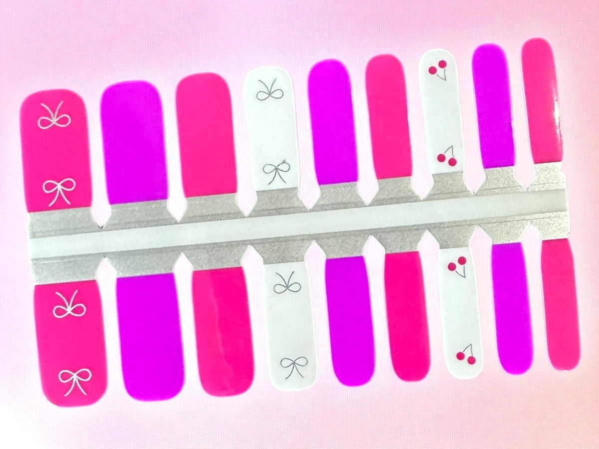 KIDS Nail Wraps- Bow and Cherry Pop