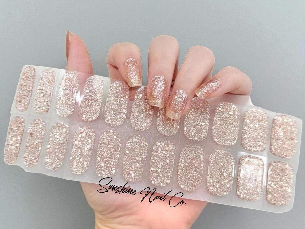 Champagne Glitter Nail Wraps No UV Gel
