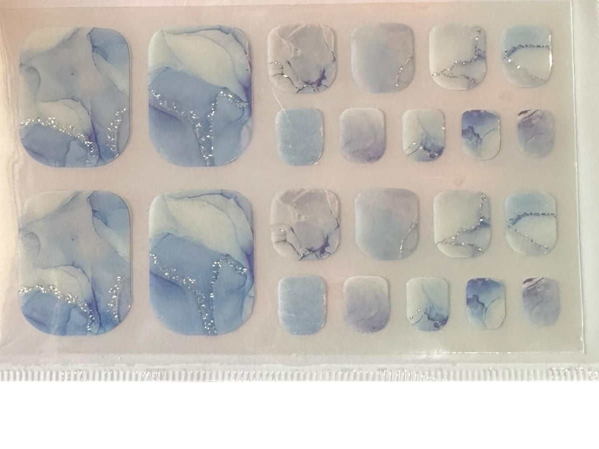 Artic Marble Toe Nail Polish Strips: Non-Toxic Nail Art