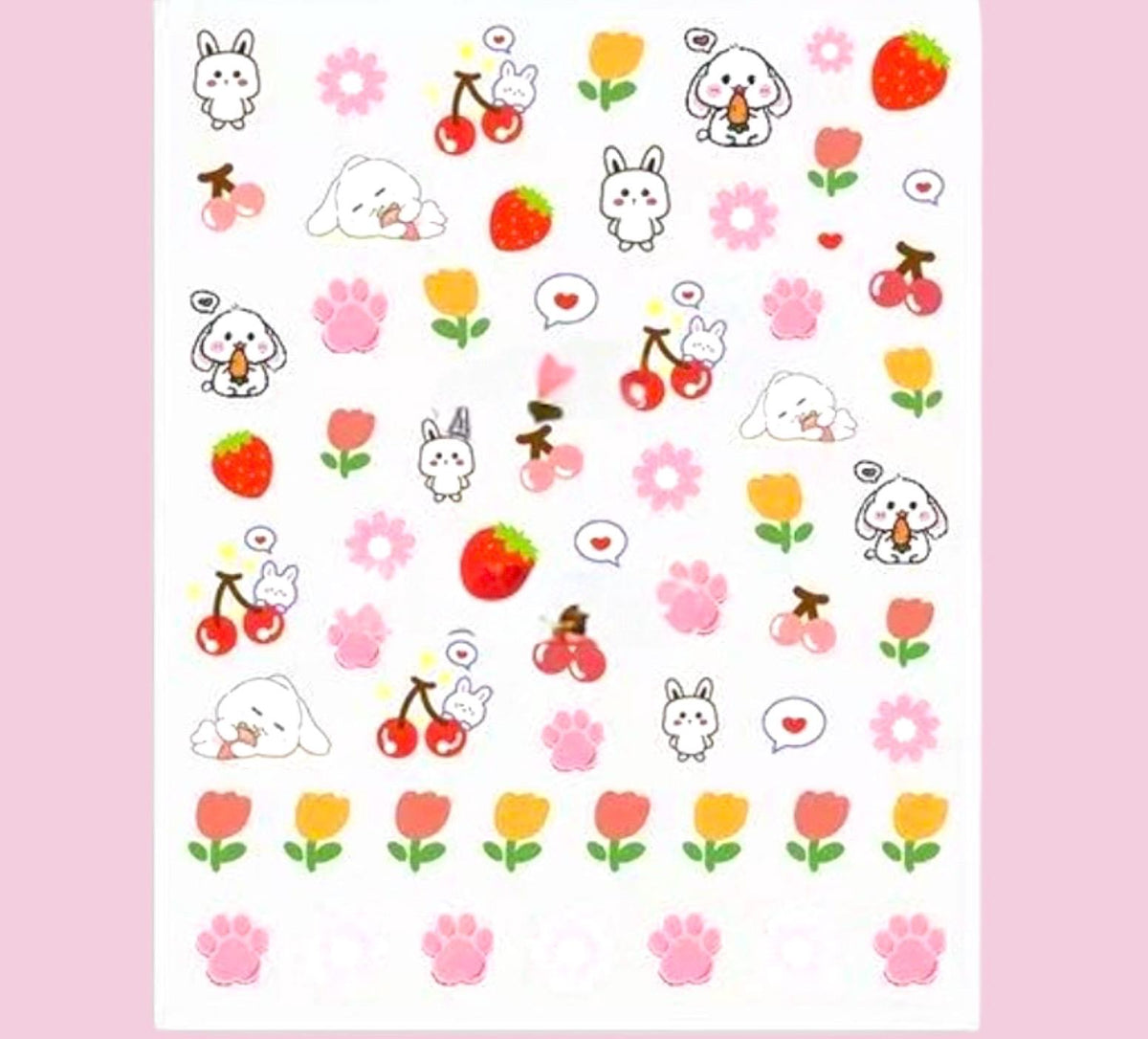 3-D Nail decals- Berry Bunny