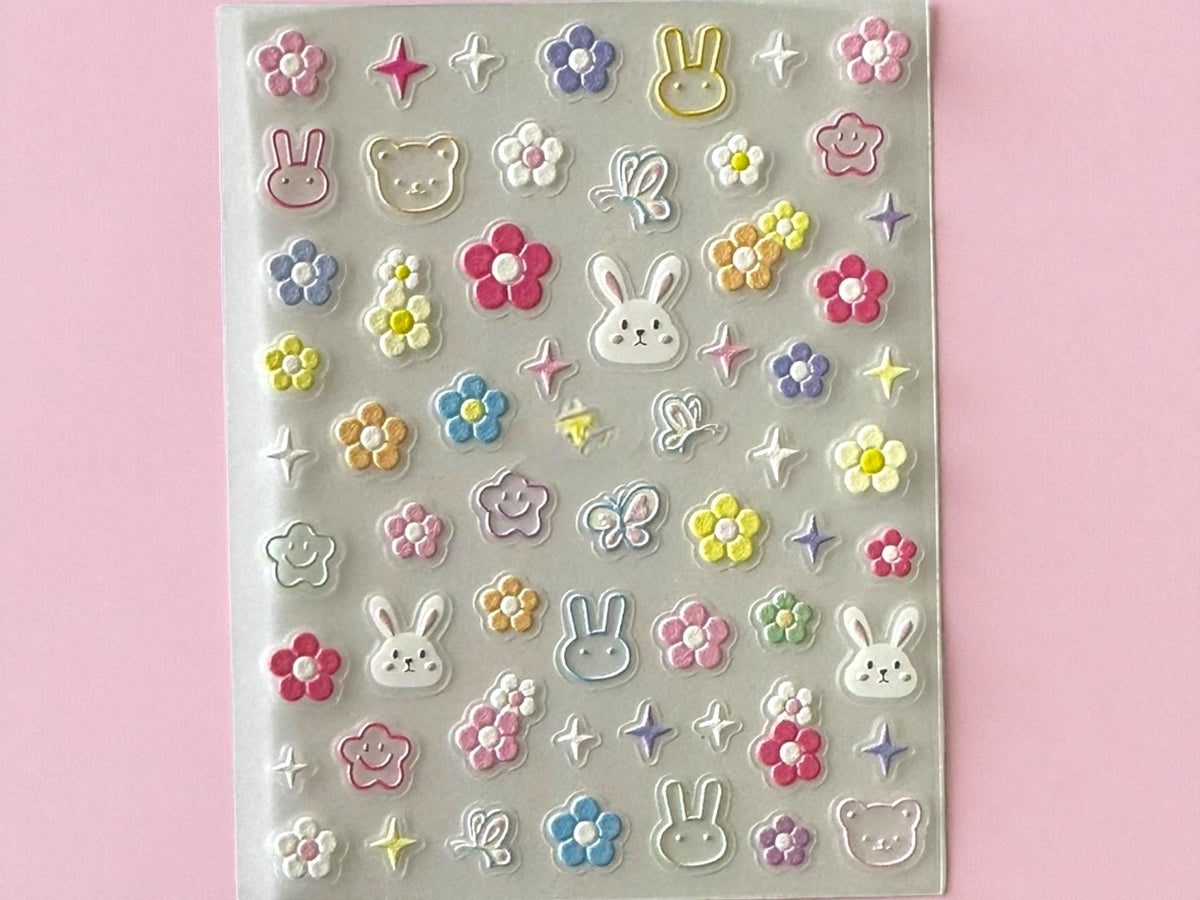 3-D Nail decals- Bunny Bloom