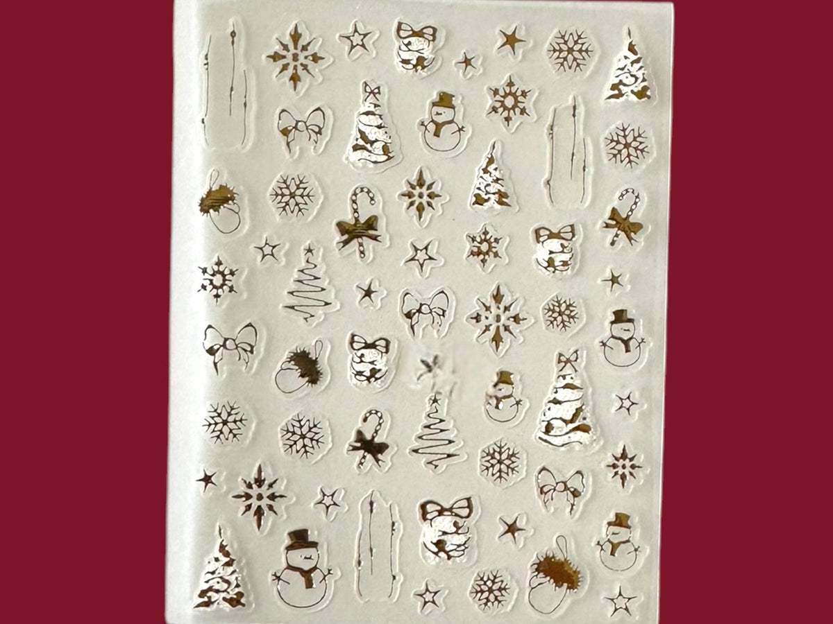 Golden Noel - 3-D Nail decals- easy to apply nail stickers