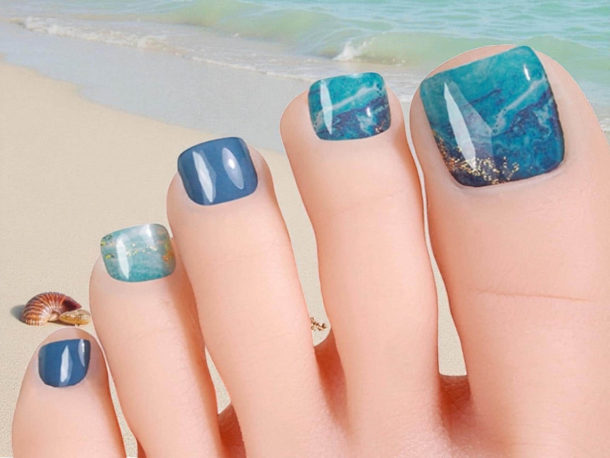 Ocean's Whisper Toe Nail Polish Strips: Non-Toxic Nail Wraps
