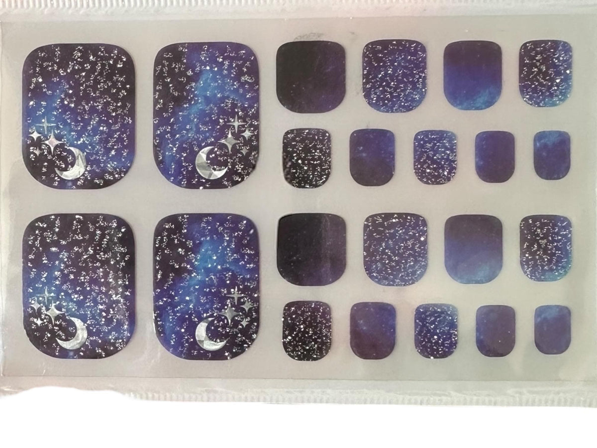 Moonlit Sky Toe Nail Polish Strips: Non-Toxic Nail Art