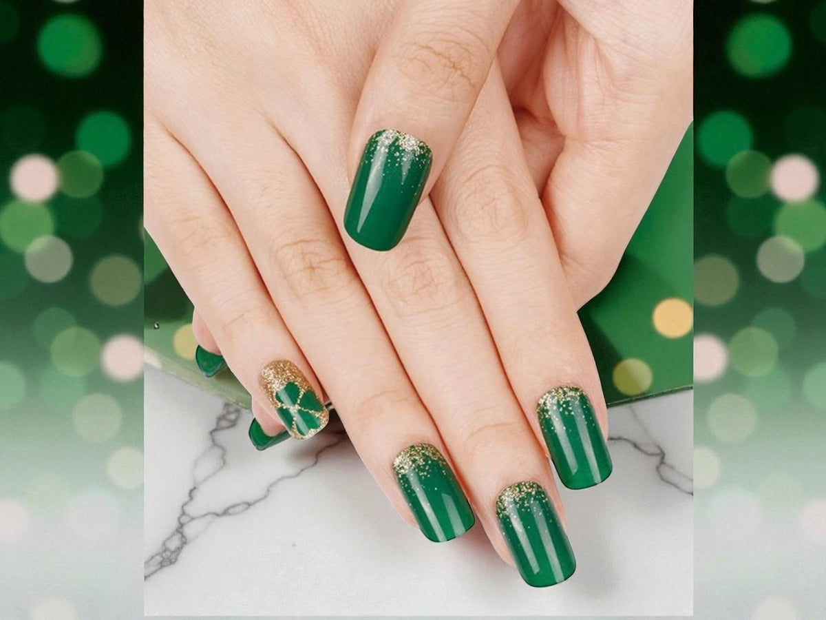 St. Patrick's Day Shamrock Glitz Nail Polish Strips: Non-Toxic Nail Wraps