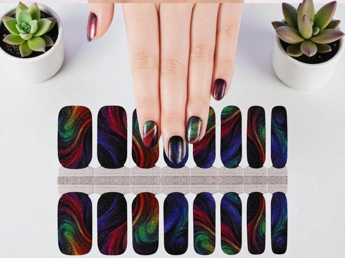 Nebula Nights Nail Polish Strips, Shimmer Nail Stickers