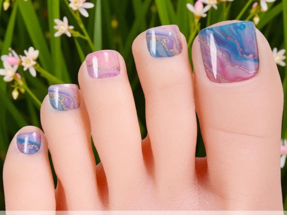 Cotton Candy Swirl Toe Nail Polish Strips: Non-Toxic Nail Wraps
