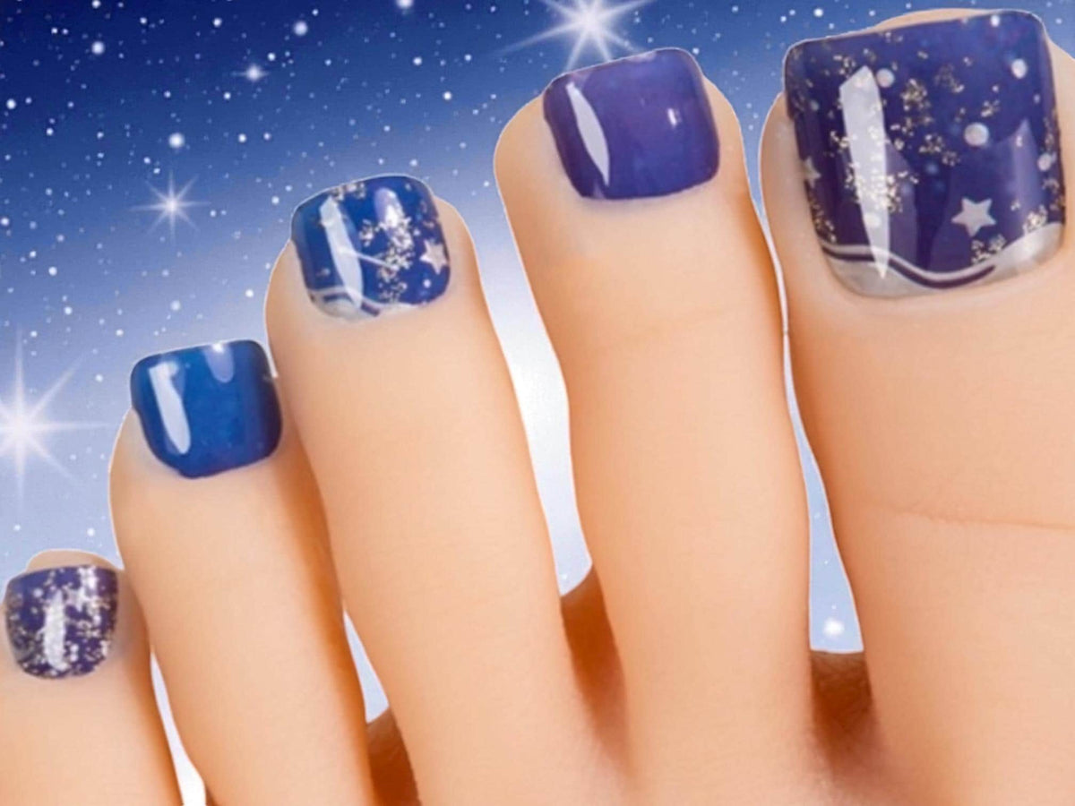 Sapphire Skies Glitter Toe Nail Polish Strips: Non-Toxic Nail Art