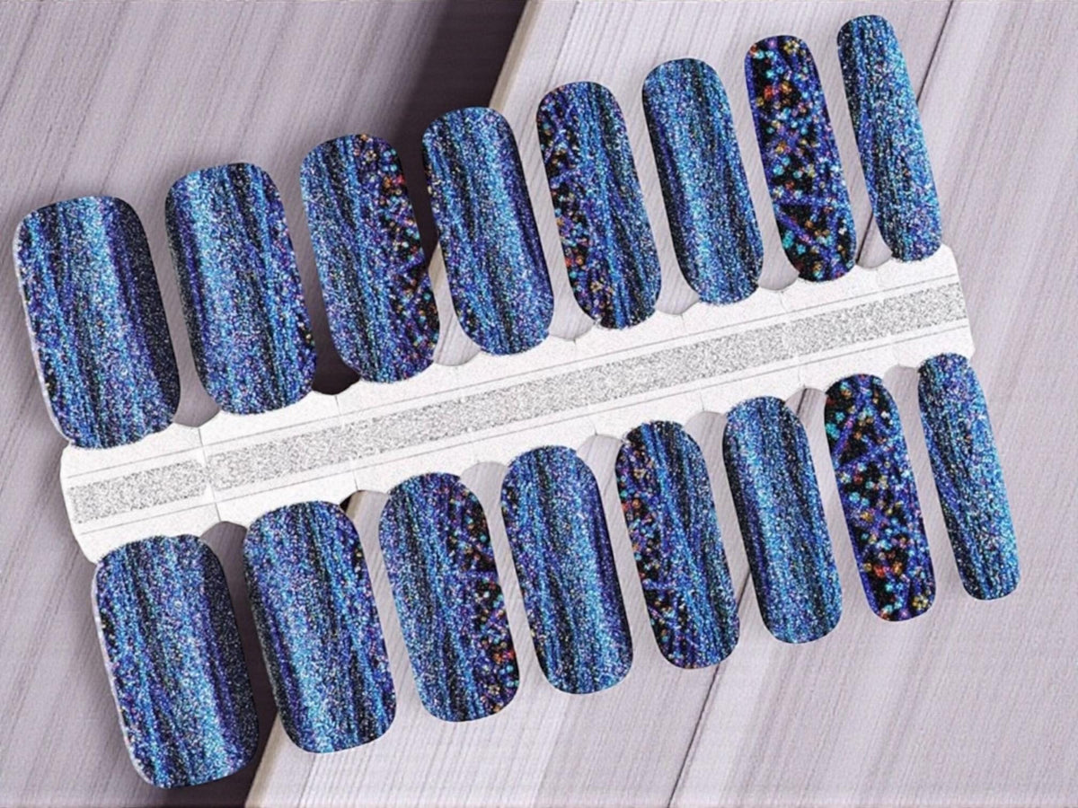 Midnight Mirage Nail Polish Strips: Shimmering Non-Toxic Nail Wraps