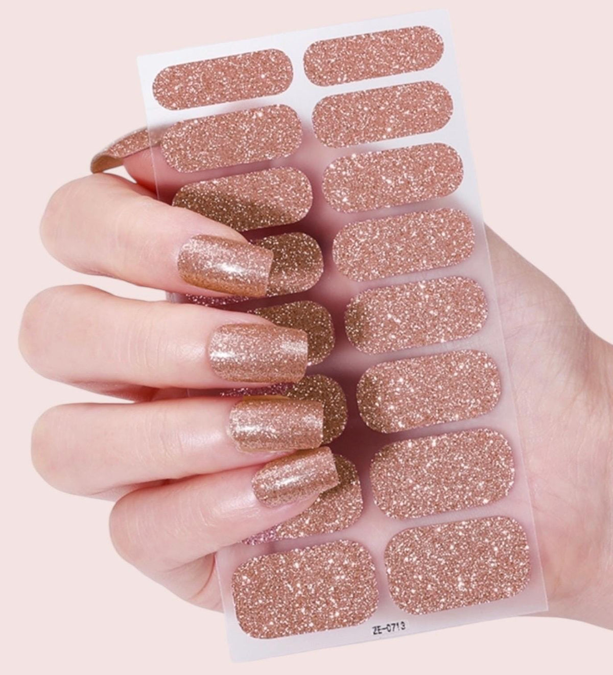 Copper Glow Glitter Nail Polish Strips: Non-Toxic Nail Art