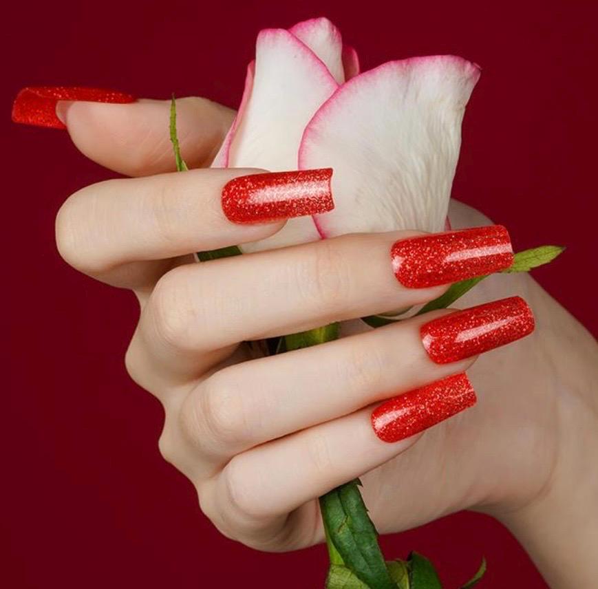 Red Velvet Sparkle Semi Cured Gel Nail Polish Strips: UV Light Required - Sold Separately