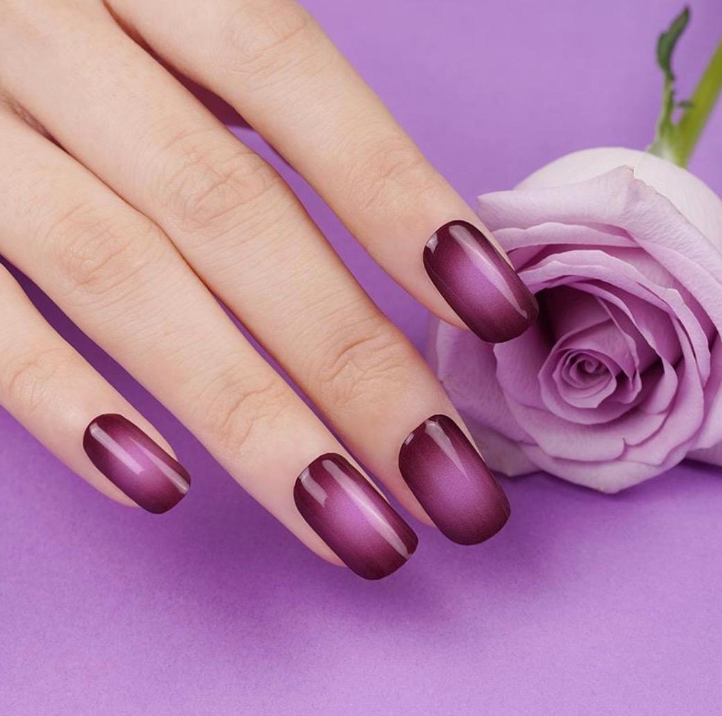 Plum Velvet Semi Cured Gel Nail Polish Strips: UV Light Required - sold separately