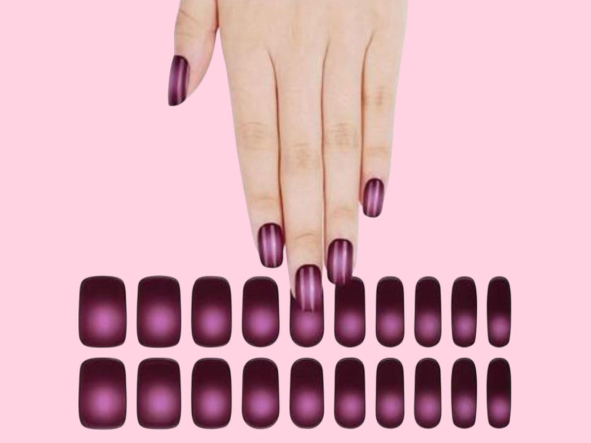 Plum Velvet Semi Cured Gel Nail Polish Strips: UV Light Required - sold separately