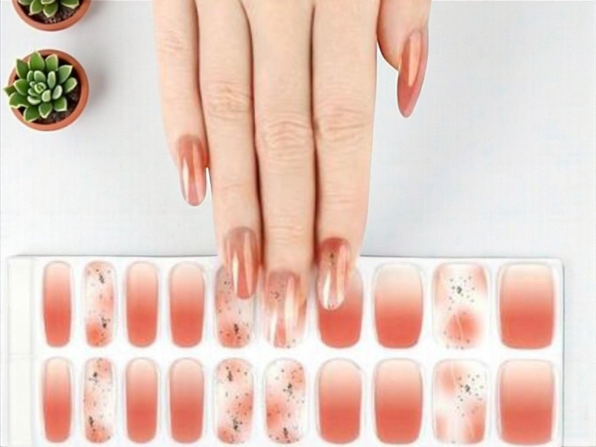 Whispering Coral Semi Cured Gel Nail Polish Strips: UV Light Required - sold separately