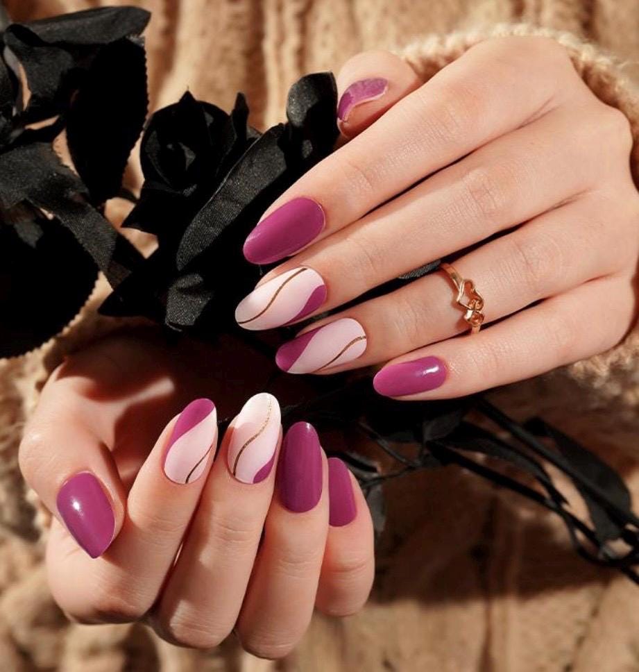Mulberry Swirl Semi Cured Gel Nail Polish Strips: UV Light Required - Sold Separately
