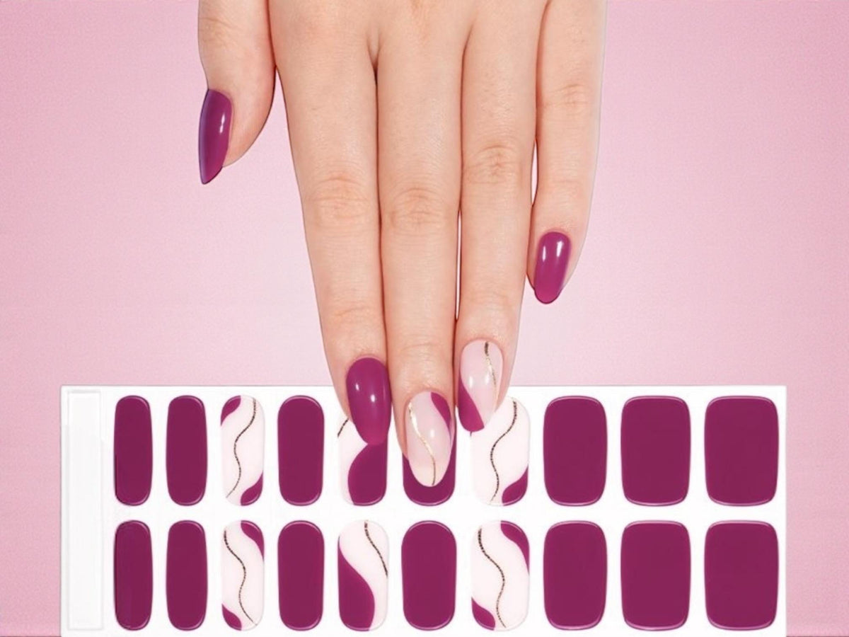 Mulberry Swirl Semi Cured Gel Nail Polish Strips: UV Light Required - Sold Separately
