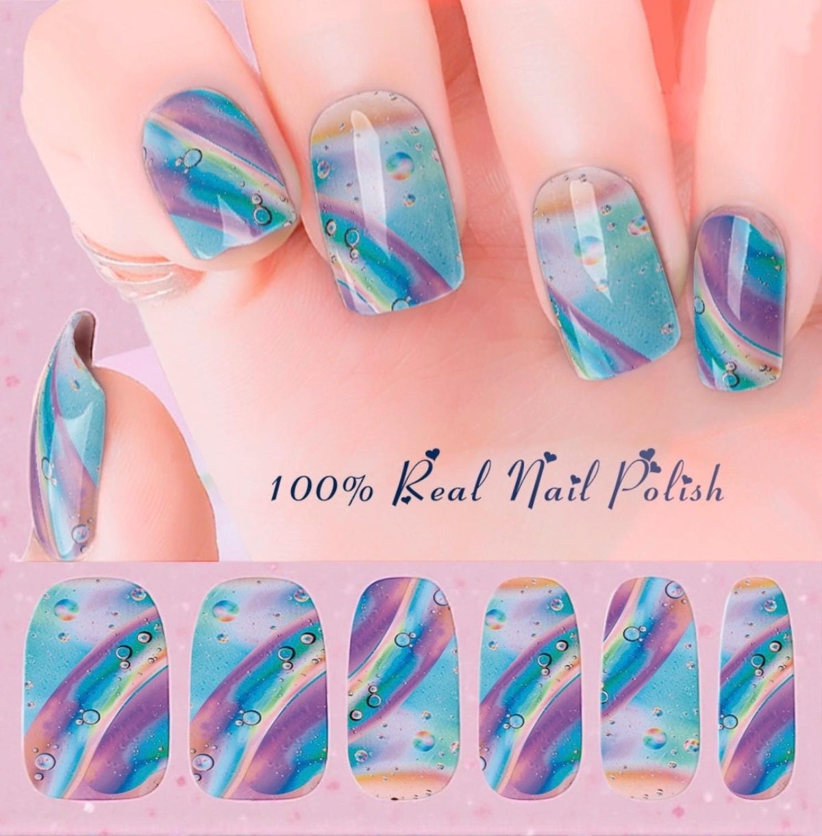 Watercolor Splash Nail Polish Strips: Wider Nail Sizes, Easy to Apply, Non-Toxic