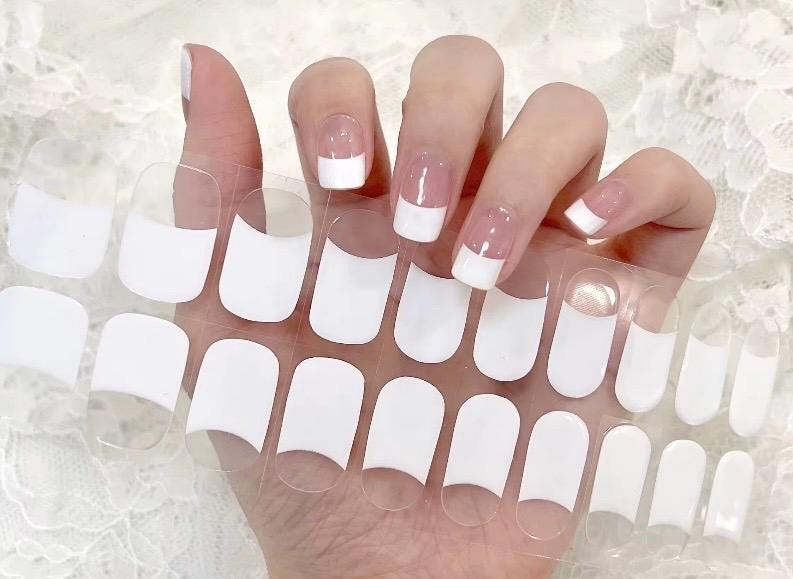 French Manicure Nail Wraps No UV Gel