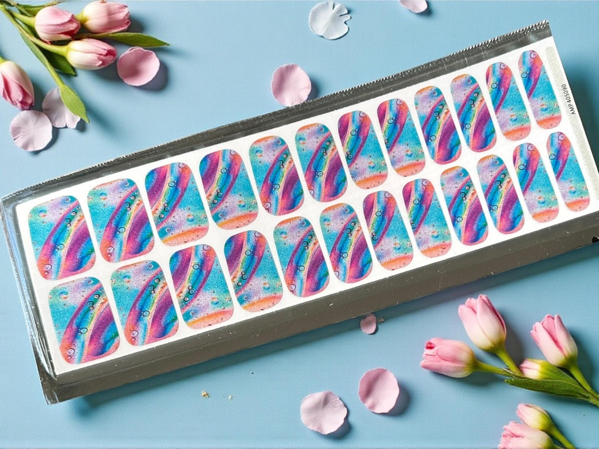 Watercolor Splash Nail Polish Strips: Wider Nail Sizes, Easy to Apply, Non-Toxic