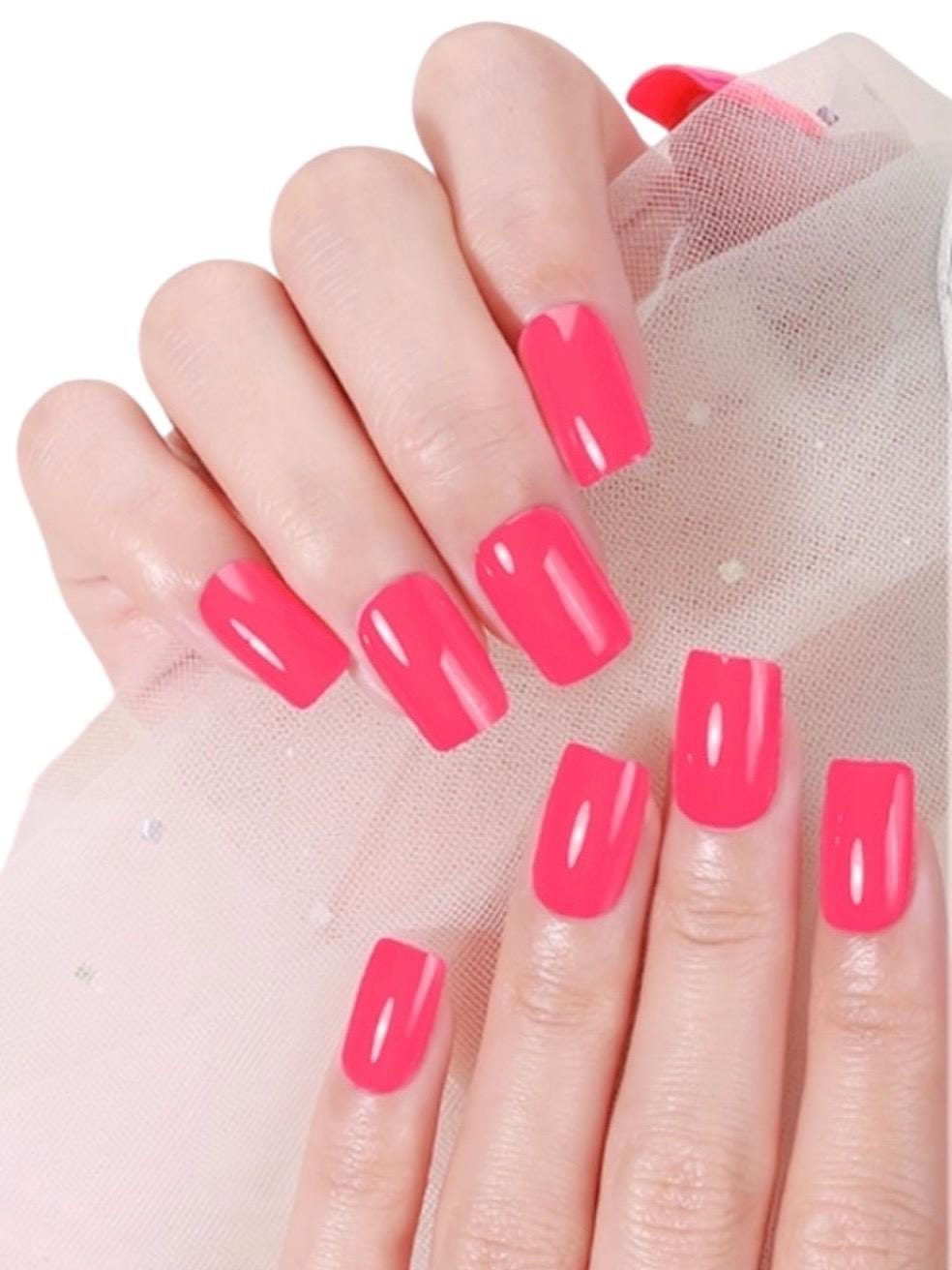Pink Punch Gel Nail Polish Strips: No UV Light Needed