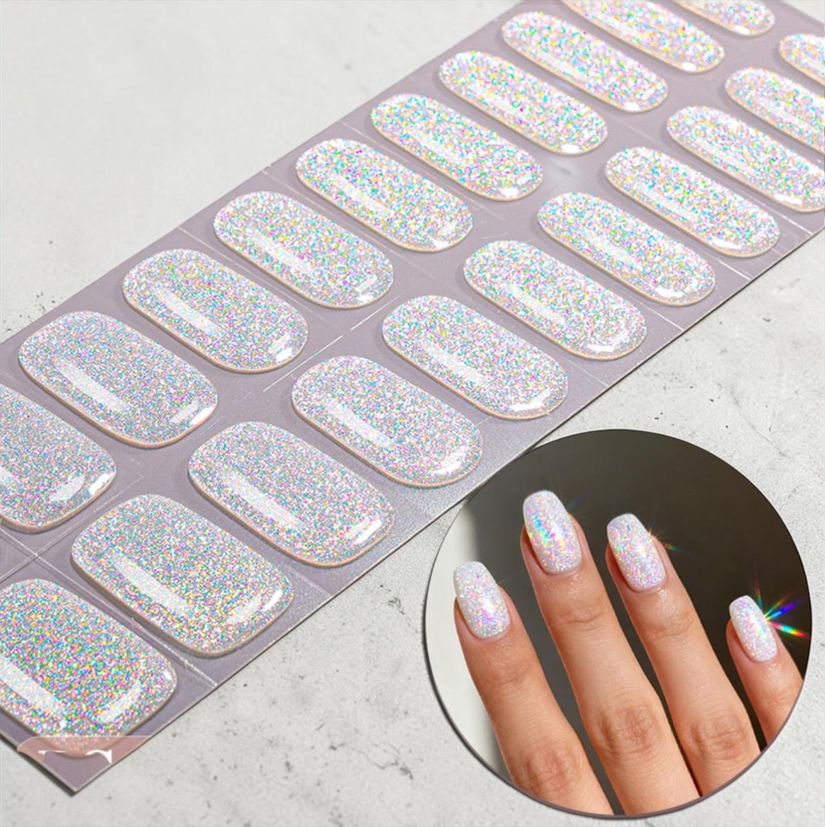 Stardust Glitter- Gel Nail Polish Strips: No UV Light Needed