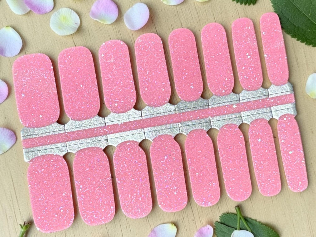 Pink Shimmer Nail Polish Strips: Non-Toxic Nail Wraps
